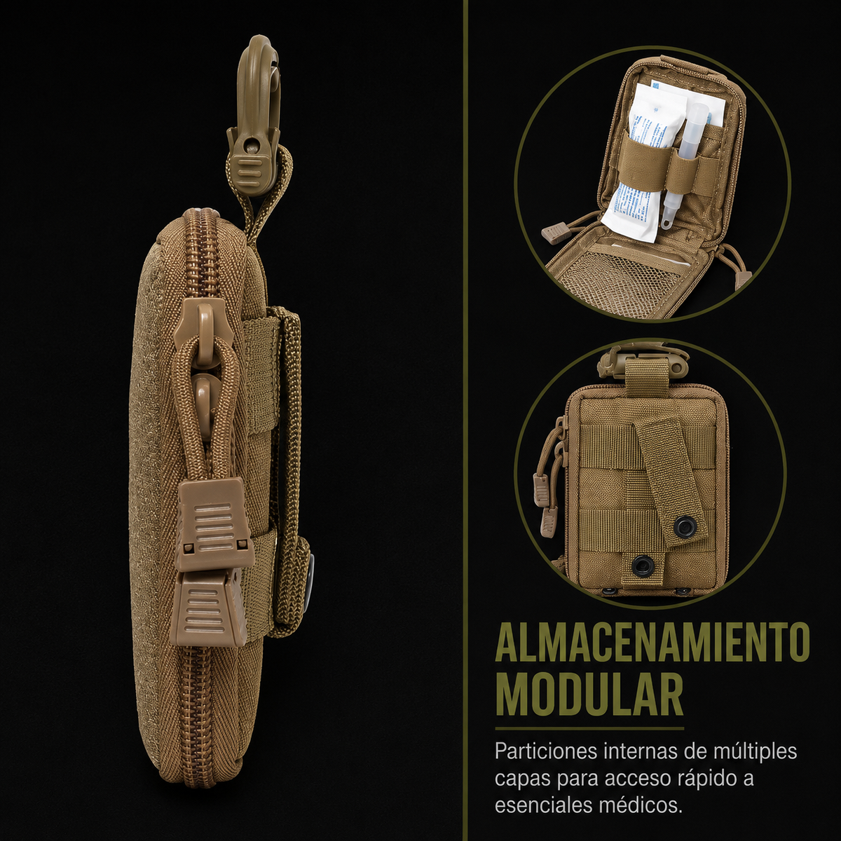 POUCH TÁCTICO EDC COMPACTO CON MOSQUETÓN