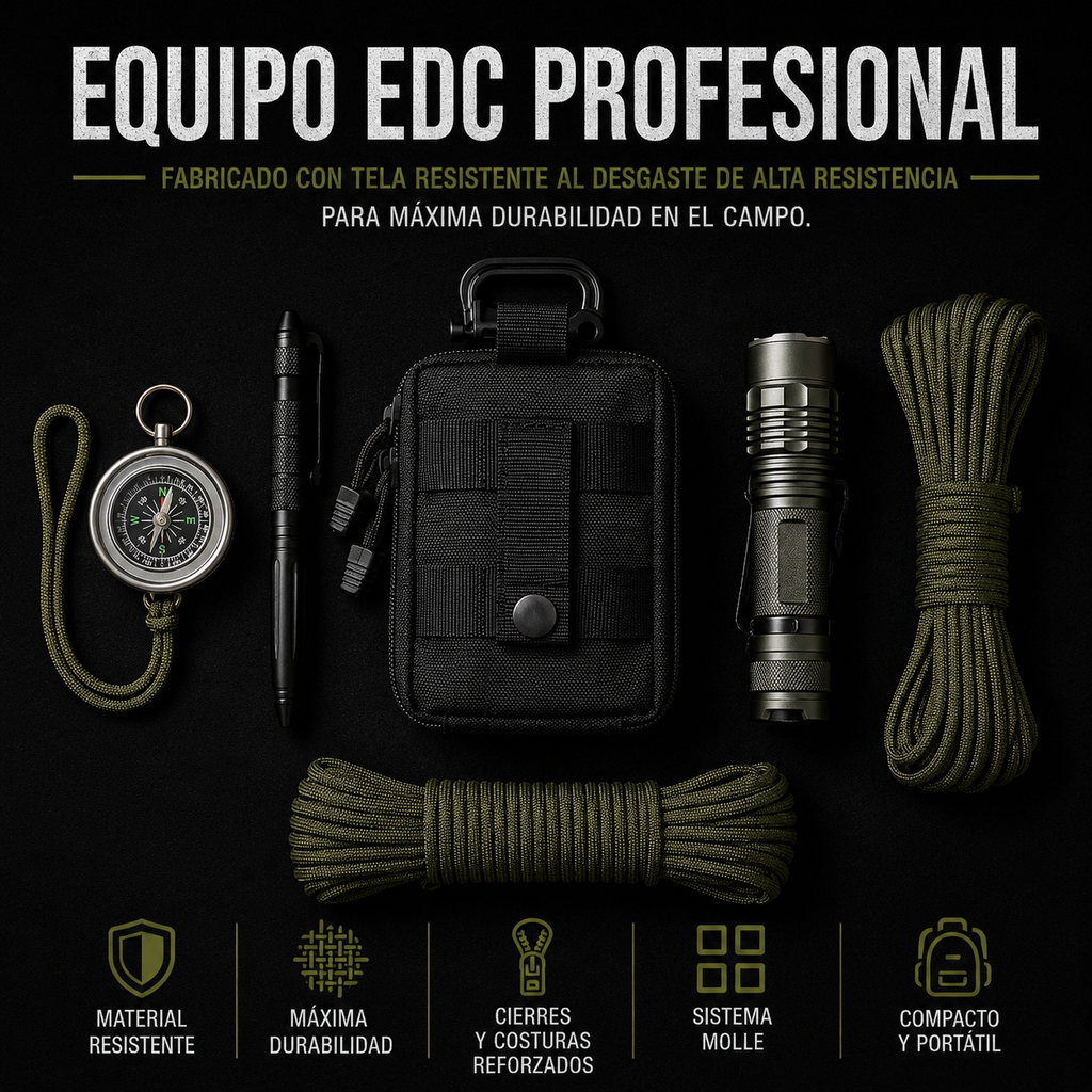 POUCH TÁCTICO EDC COMPACTO CON MOSQUETÓN