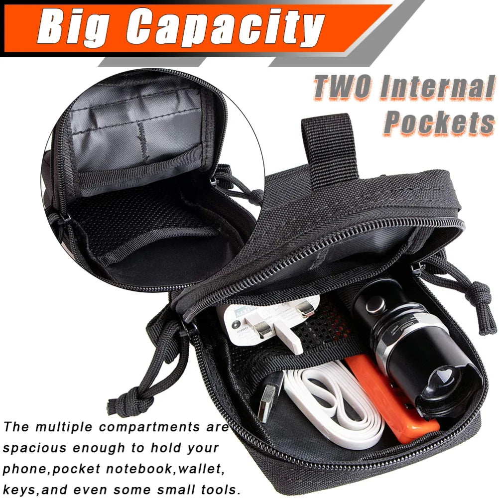 Tactical MOLLE EDC Utility Waist Bag & Cell Phone Pouch Compact Gadget Organizer Vest Pack Purse Smartphone Holster
