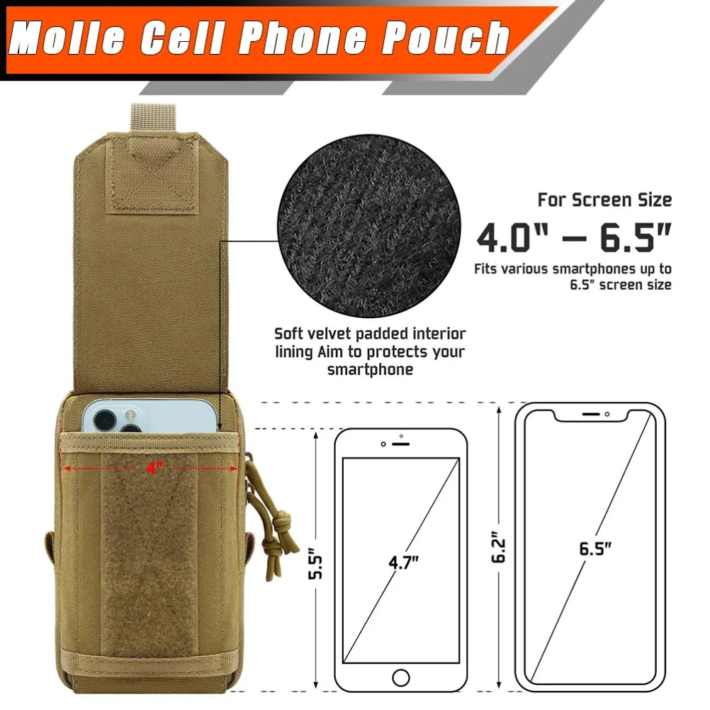 Tactical MOLLE EDC Utility Waist Bag & Cell Phone Pouch Compact Gadget Organizer Vest Pack Purse Smartphone Holster
