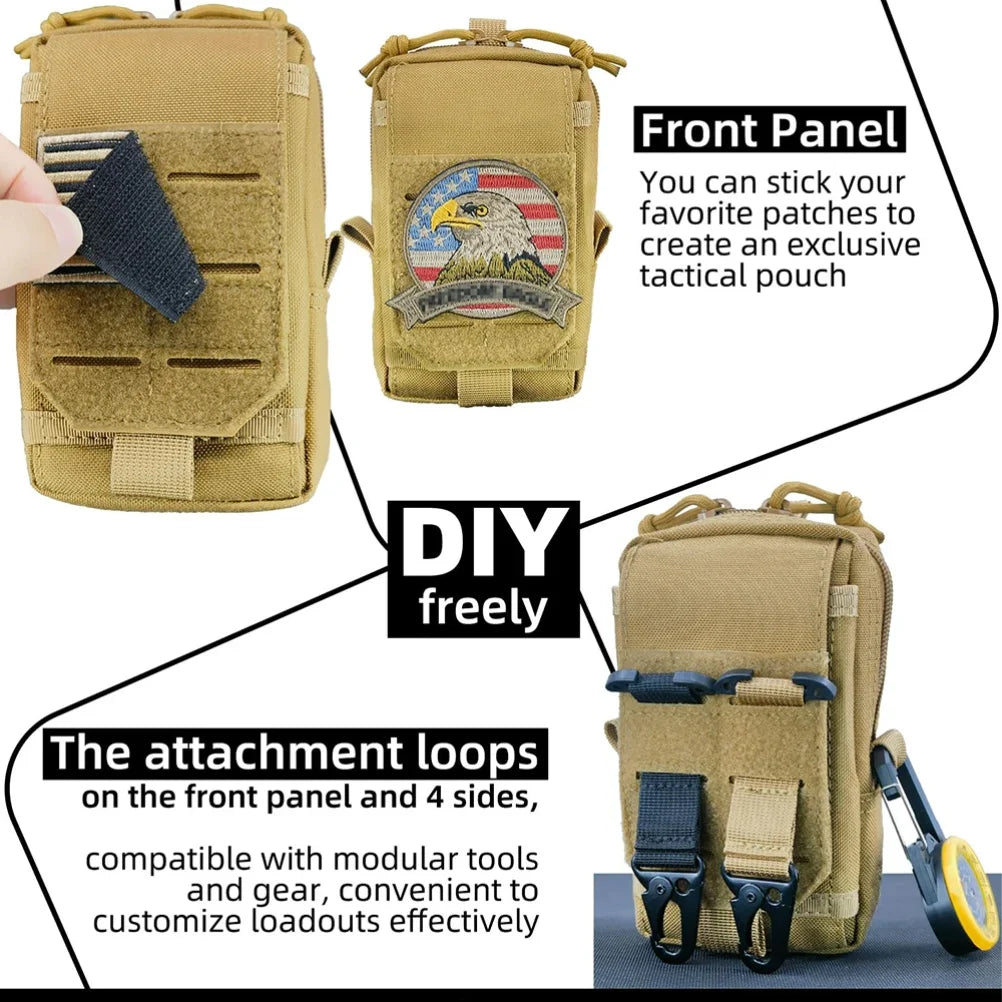 Tactical MOLLE EDC Utility Waist Bag & Cell Phone Pouch Compact Gadget Organizer Vest Pack Purse Smartphone Holster